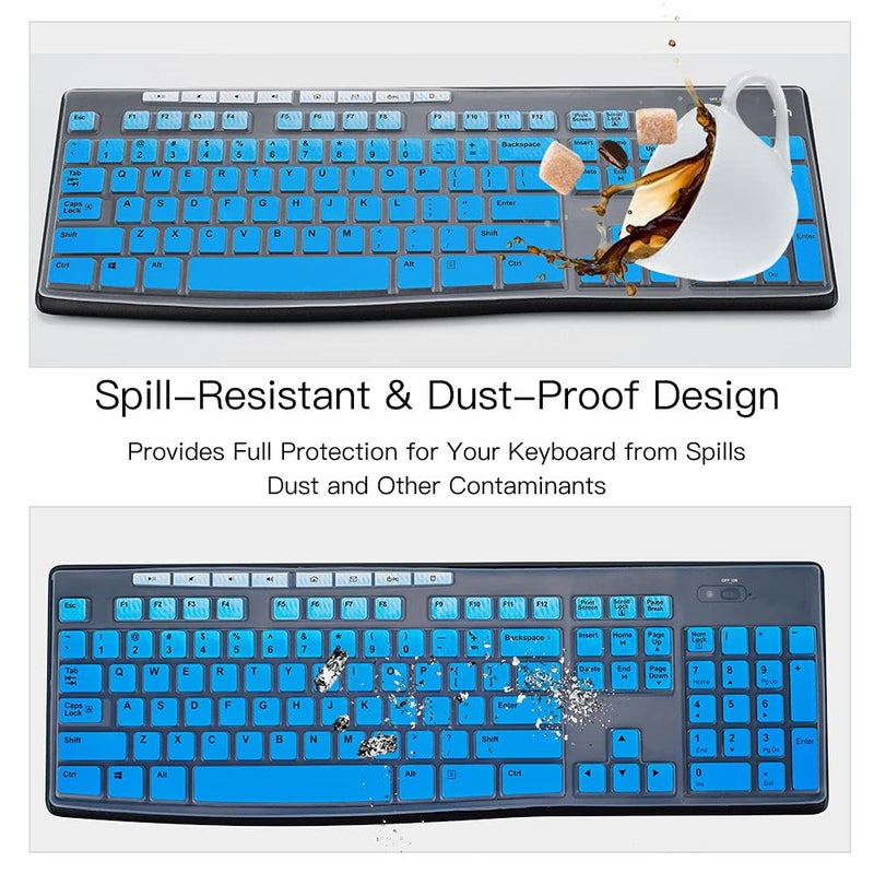 imComor Keyboard Skin Cover for Logitech MK270 MK275 MK295 Keyboard & Logitech K200 K260 K270 MK200 MK260 MK270 MK275 MK295 Keyboard Cover Skin Protector Accessories, Ombre Blue (US Layout) - Image 4